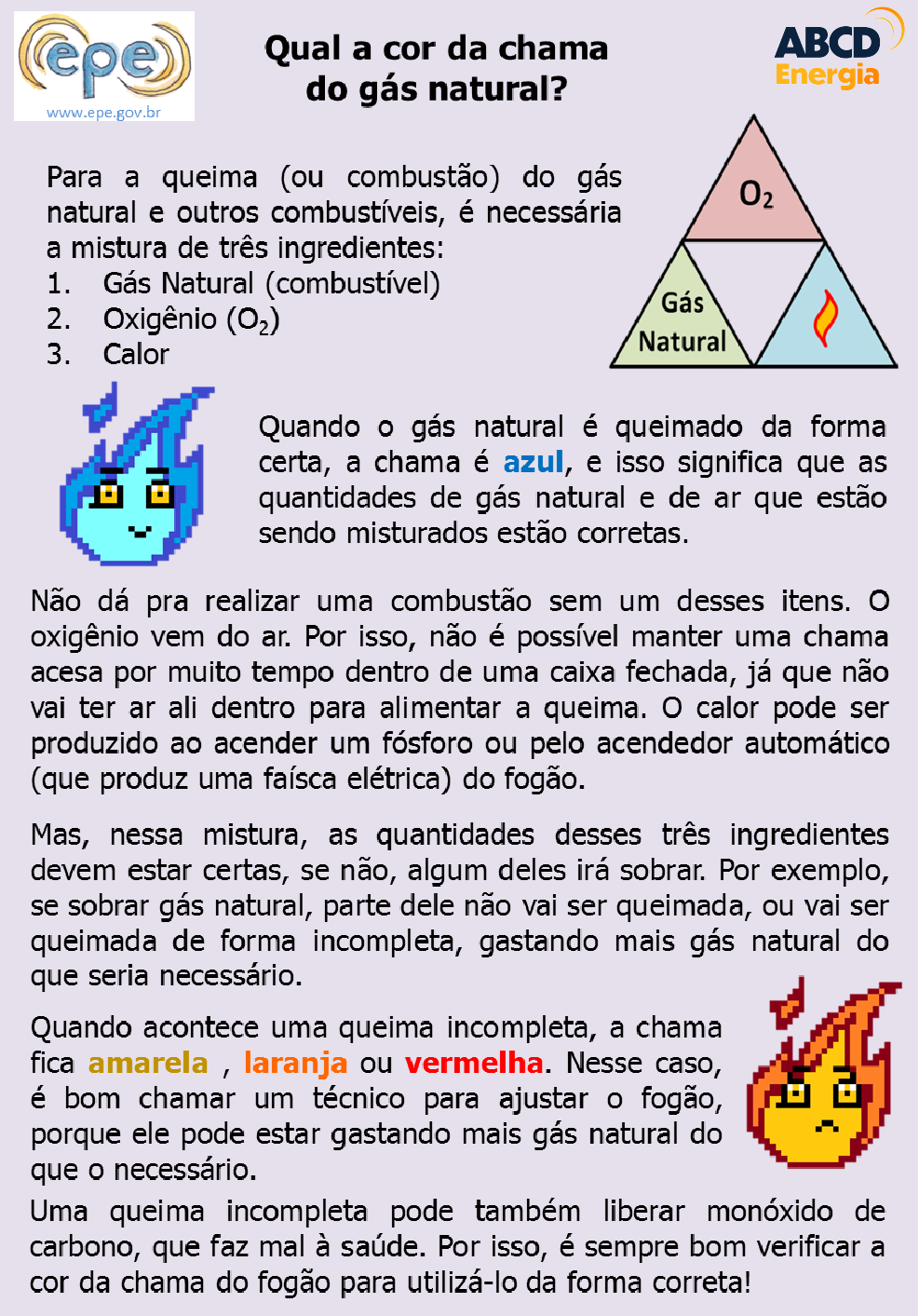 infográfico qual a cor da chama do gás natural