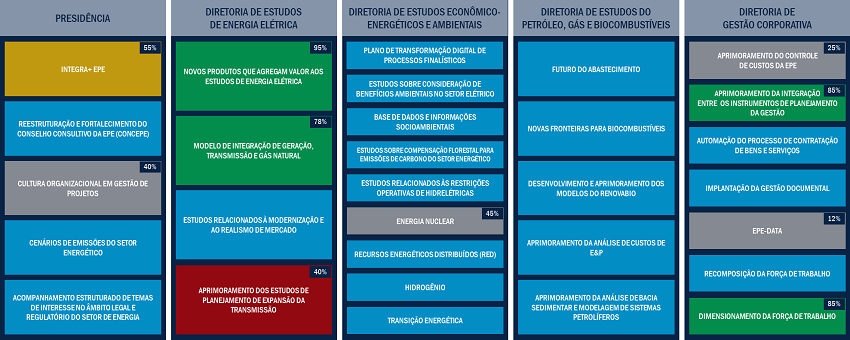 Performance das Ações Transformadoras do Plano Diretor Institucional 2021